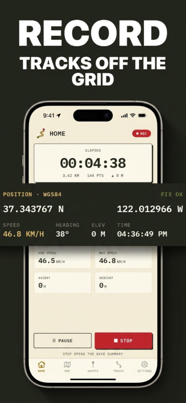 Recording a GPS track in MyGPSLog